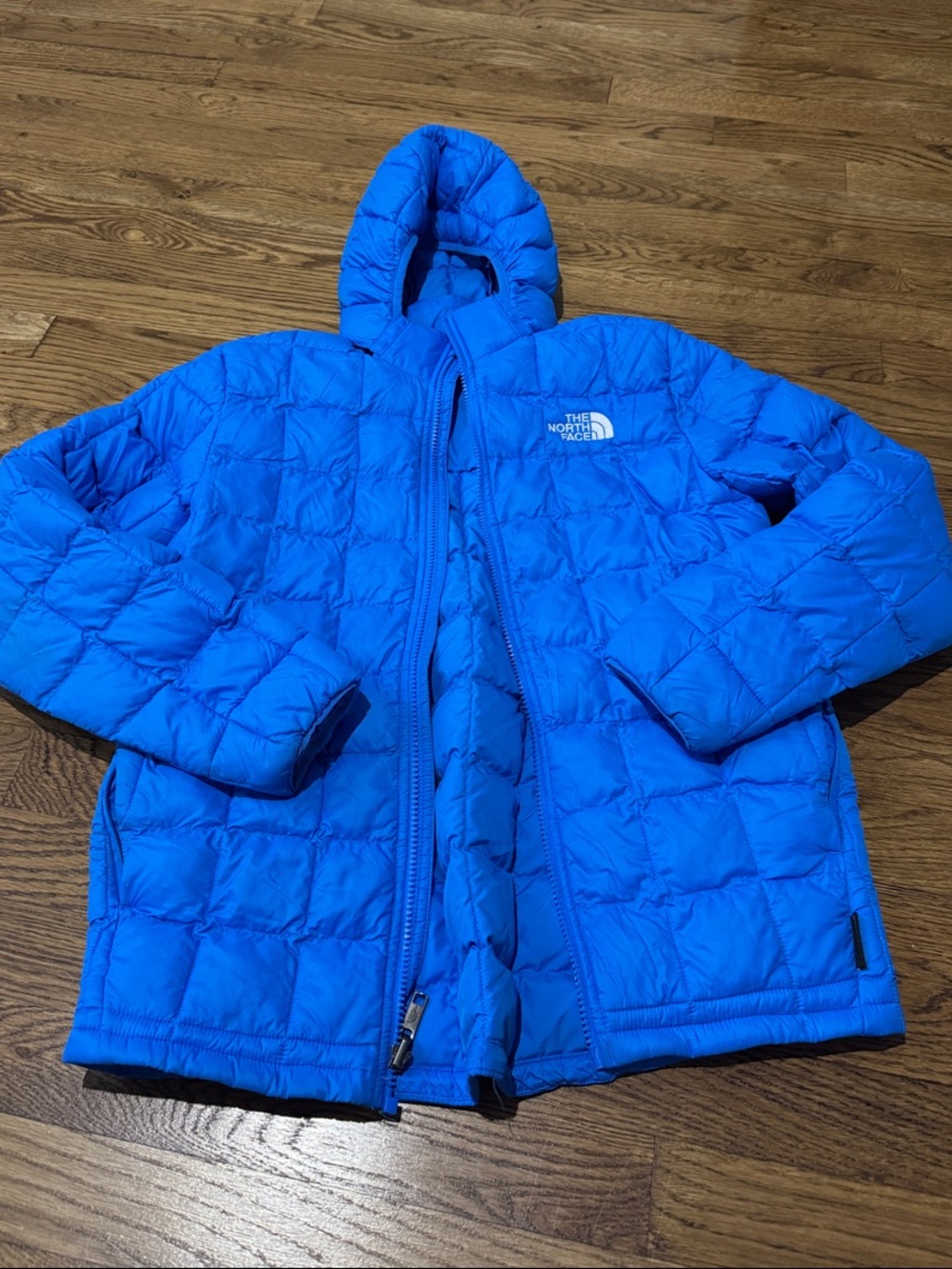 The North Face Kids Bright Blue Hooded Puffer Jacket - Size 14/16